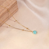 Blue Amazonite Stone Pendant Necklace