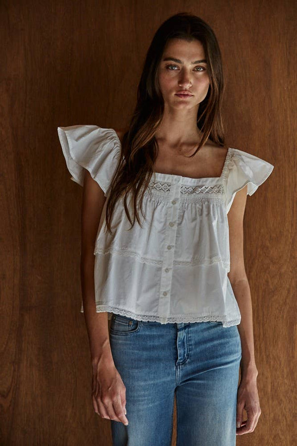 Square Neck Short Sleeve Top