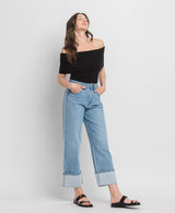 High Rise Cuffed Baggy Jeans