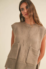 Sleeveless Side Tie Detail Sweater