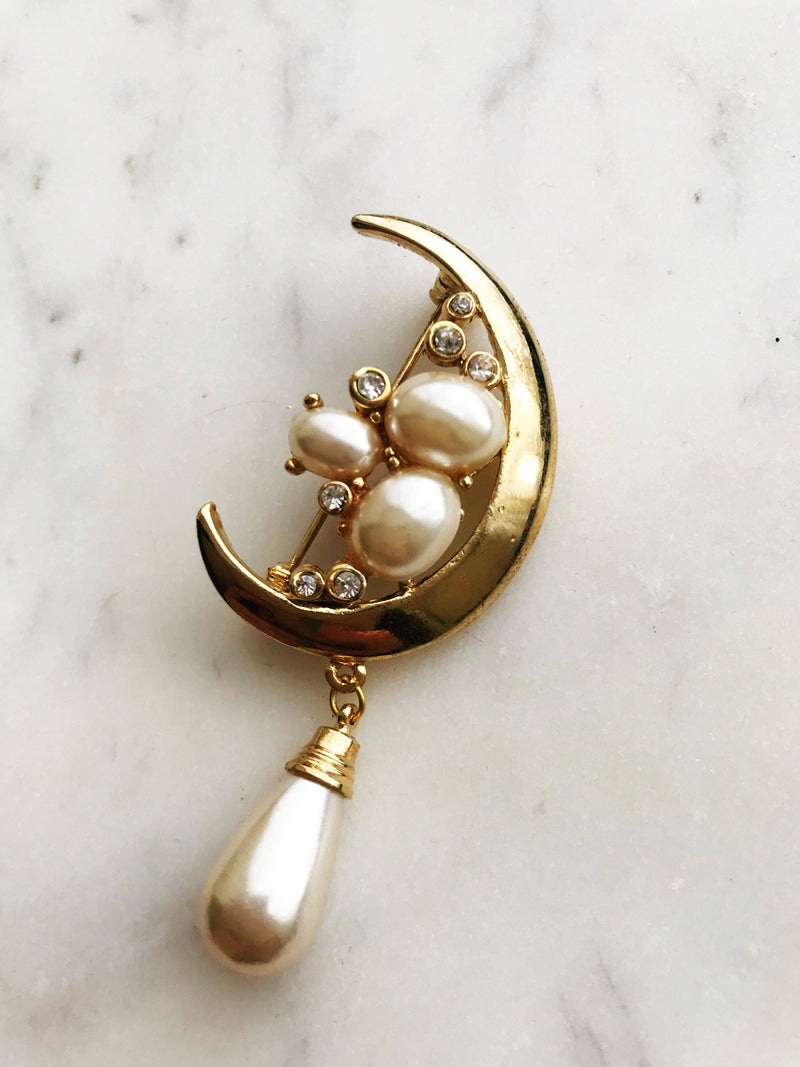 Vintage Pearl & Crystal Brooch