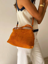 Tangerine Big Suede Shoulder Bag