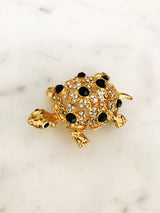 Turtle Gold Crystal Brooch