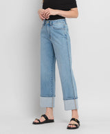 High Rise Cuffed Baggy Jeans