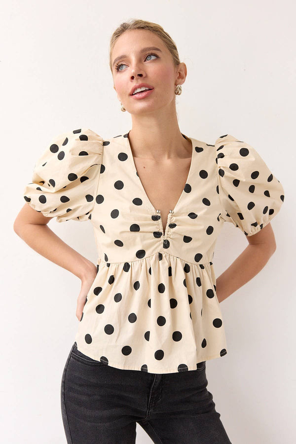 Voluminous Polka Dot Blouse