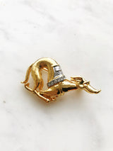 Vintage Crystal Greyhound Brooch