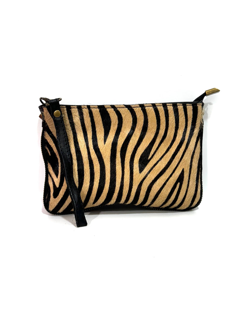 Marty Zebra Print Crossbody Bag & Clutch