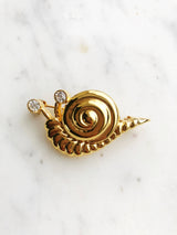 Vintage Snail Crystal Brooch