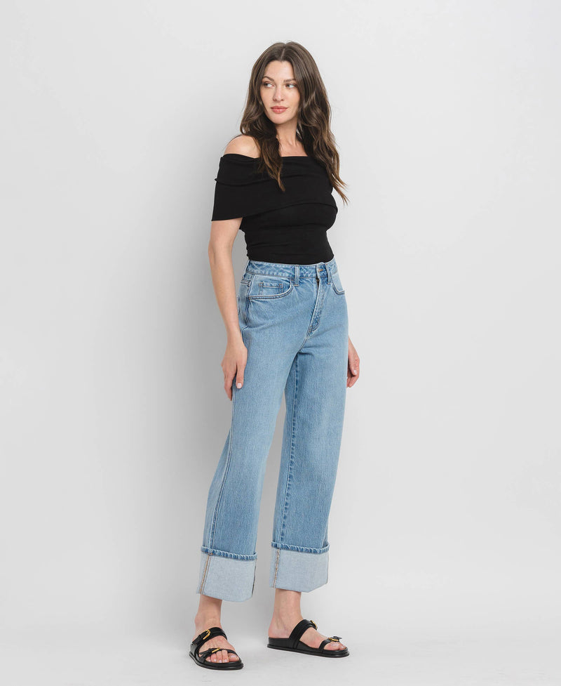 High Rise Cuffed Baggy Jeans