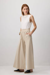 Elastic Waist Wide-Leg Cotton Pants