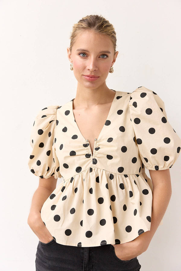 Voluminous Polka Dot Blouse