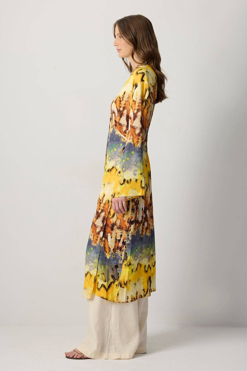 Boho Tie-Dye Longline Kimono Jacket