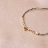 White Mother-of-Pearl & Pale Pink Zirconium Pearl Bracelet