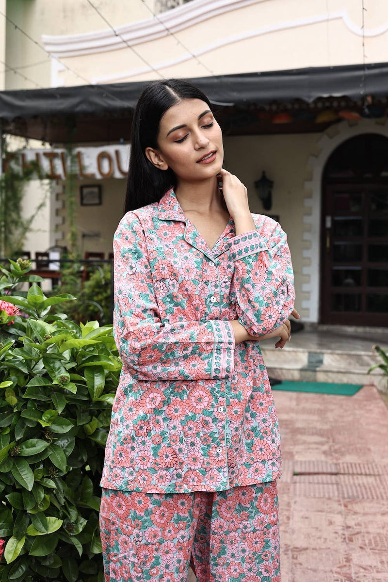 Women's Block Printed Pajama Set