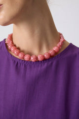 Crackle Bead & Natural Stone Necklace