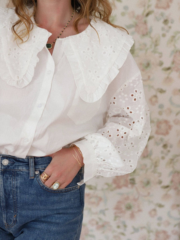 Eyelet Peter Pan Collar Top