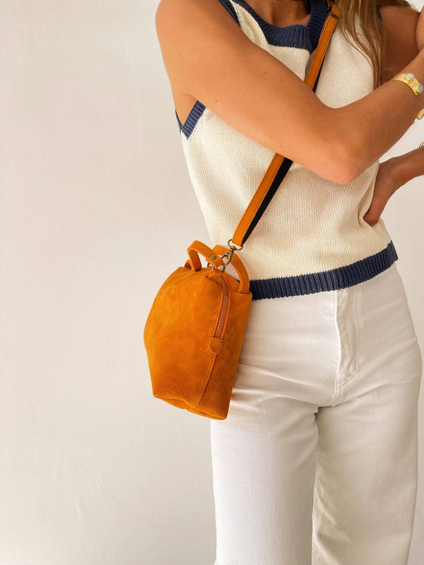 Tangerine Big Suede Shoulder Bag