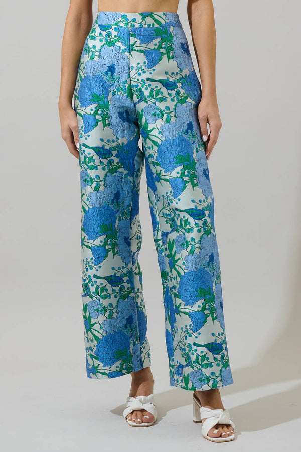 Willa Floral Jacquard Wide Leg Pants