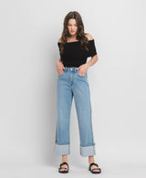 High Rise Cuffed Baggy Jeans