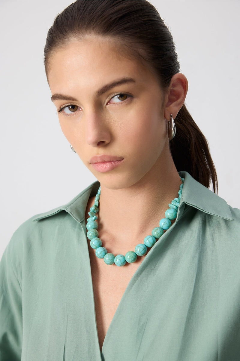Crackle Bead & Natural Stone Necklace