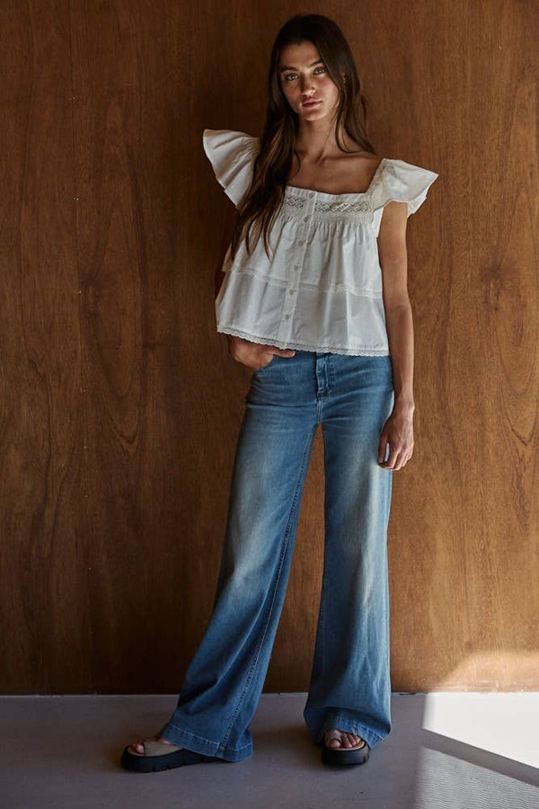 Square Neck Short Sleeve Top