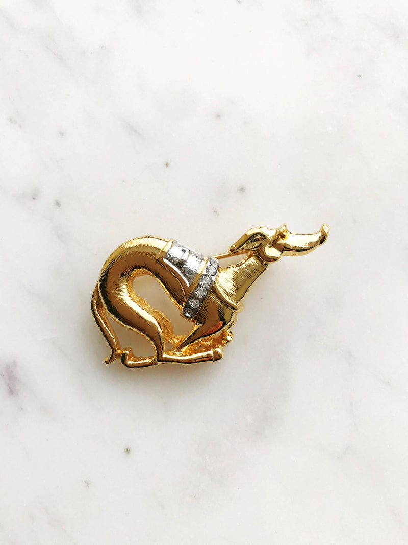 Vintage Crystal Greyhound Brooch