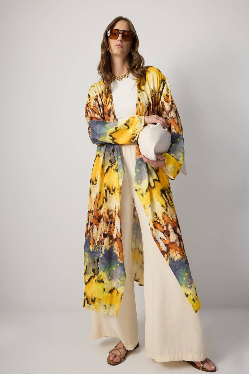 Boho Tie-Dye Longline Kimono Jacket