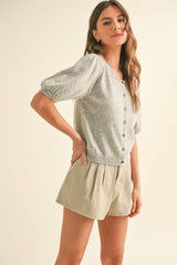 Puff Short Sleeve Cardigan