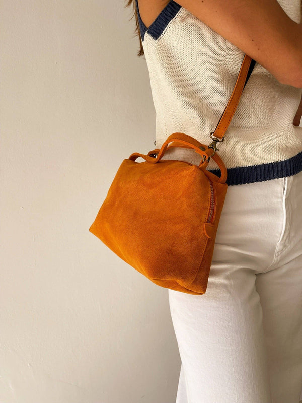 Tangerine Big Suede Shoulder Bag