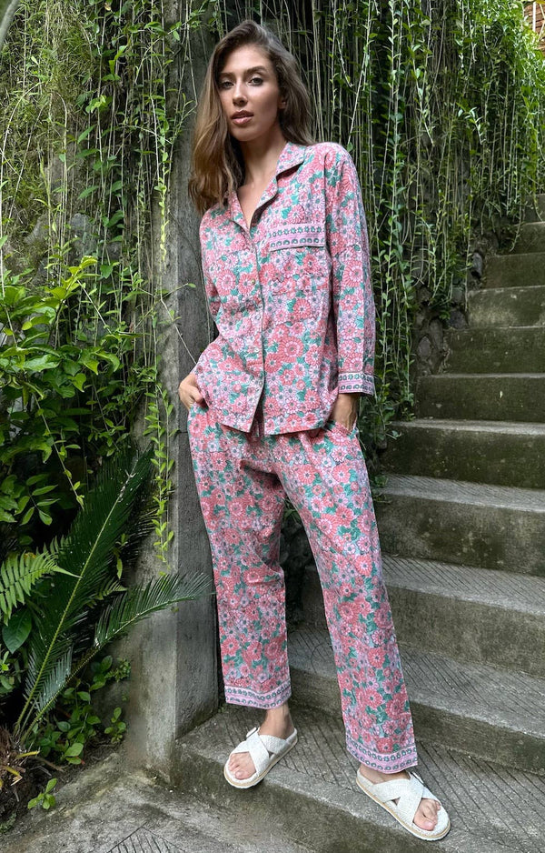 Women's Block Printed Pajama Set