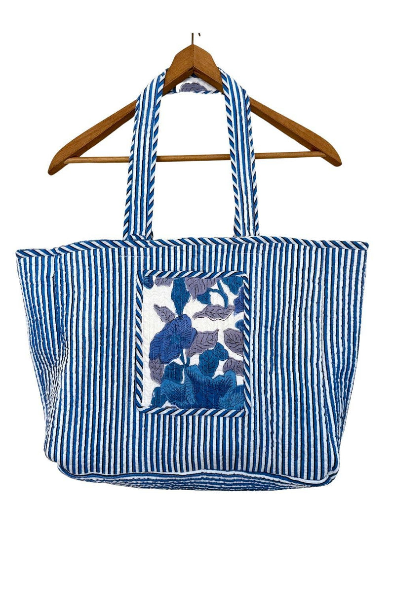 Reversible Quilted Block Printed Beach Bag