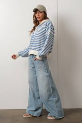 Preppy Californian Half-zip Striped Sweater