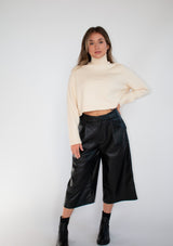 Faux Leather Capri