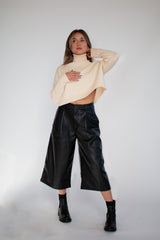 Faux Leather Capri