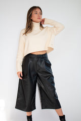 Faux Leather Capri