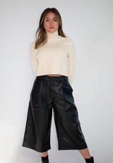 Faux Leather Capri