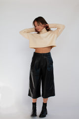 Faux Leather Capri